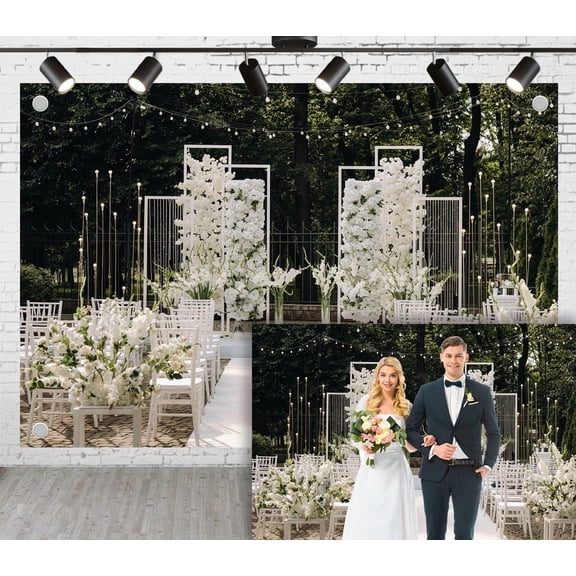 5x3ft Wedding Photoshoot Backdrop White Floral Woods Three-dimensional Frame Background For Engagement Proposal Birthday Party Decoration Outdoor Theme Video Studio Props