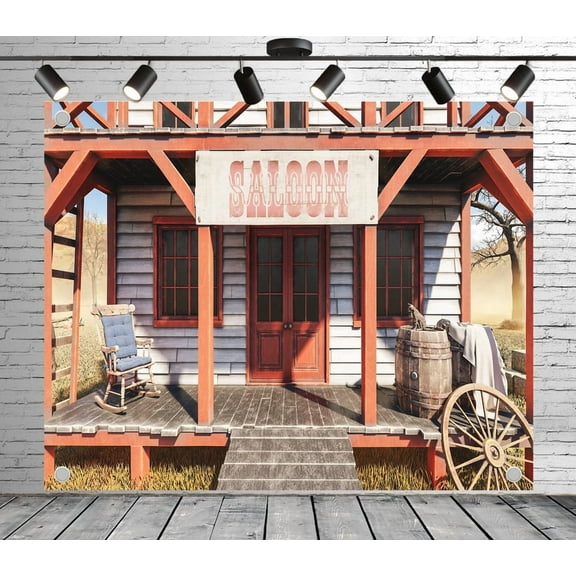 5x3ft Western Backdrop Saloon Photo Backdrop Rustic Background for Theme Party Wedding Birthday Baby Shower Decoration Banner Photo Booth Studio Props