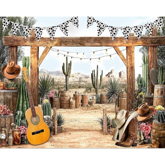 5x3ft Western Cowboy Backdrop Wild West Backdrop for Photograph Wild West Desert Rustic Rodeo Western Cowboy Party Decoration for Birthday Wedding Supply Baby Shower Studio Props