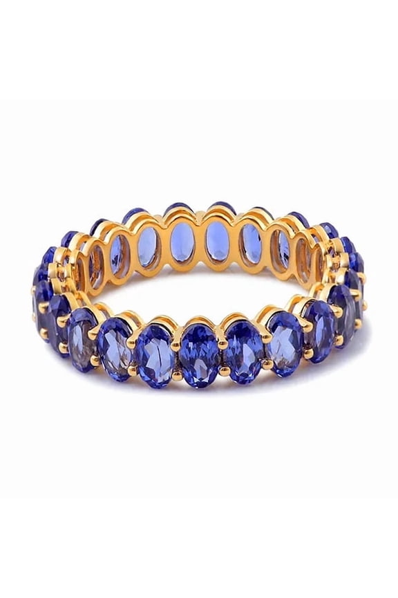 5x3mm Oval-Cut Lab-Created Tanzanite Eternity Wedding Band Ring in 925 Sterling Silver – Durable, Stunning, and Perfect for Love & Commitment