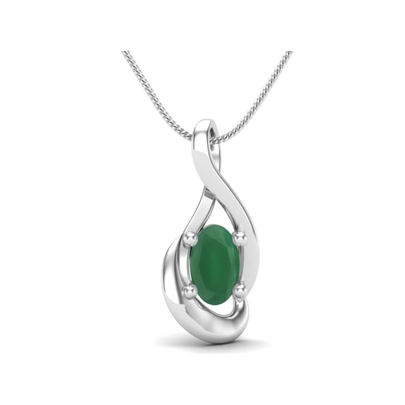 5x3mm Oval Green Onyx Minimalist Solitaire 925 Sterling Silver Women Valentines Day Gifts Necklace