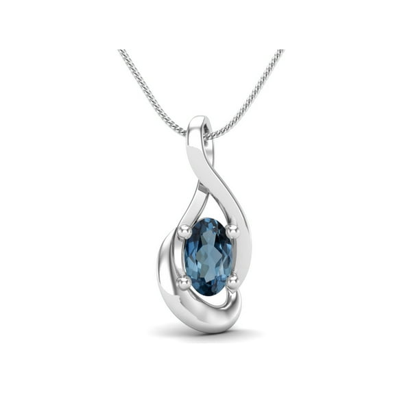 5x3mm Oval London Blue Topaz Minimalist Solitaire 925 Sterling Silver Women Valentines Day Gifts Necklace