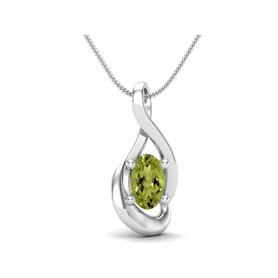 5x3mm Oval Peridot Minimalist Solitaire 925 Sterling Silver Women Valentines Day Gifts Necklace