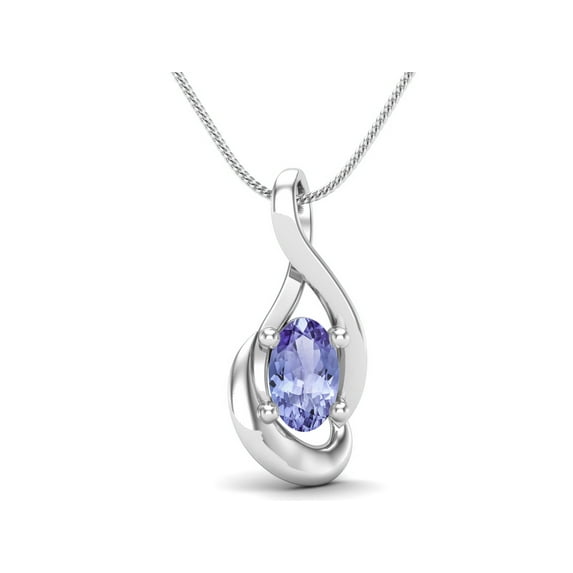 5x3mm Oval Tanzanite Minimalist Solitaire 925 Sterling Silver Women Valentines Day Gifts Necklace