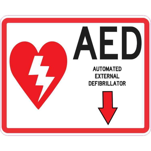 5x4 Arrow AED Sticker Vinyl Medical Emergency Safety Sign Decal