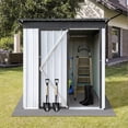 thumbnail image 1 of 5x4 FT Metal Garden Sheds with Hinged Door and Padlock & Punched Vents,Aluminum Outdoor Storage Shed w/Eco-Friendly Painting,for Tools,Equipment,Materials,White+Grey, 1 of 12