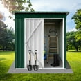 thumbnail image 1 of 5x4 FT Outdoor Storage Shed, Metal Tool Sheds Heavy Duty Storage House with Lockable Doors & Air Vent for Backyard Patio Lawn to Store Bikes, Tools, Lawnmowers, Green&White, 1 of 4