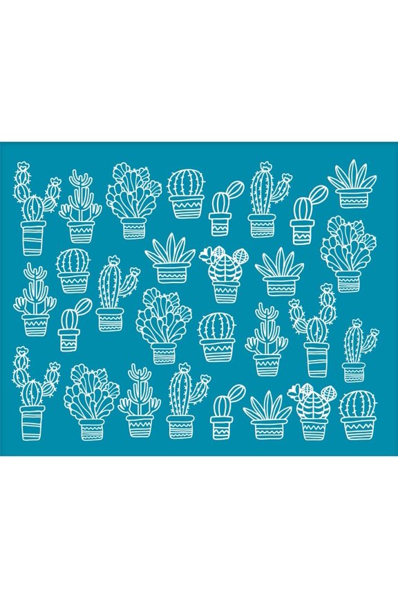 5x4 Inch Silk Screen Stencil for Polymer Clay Cactus Silk Screen Printing Stencils Spring Plant Stencil Reusable Clay Stencil Mesh Transfer for Polymer Clay Earring Jewelry Making Colorful