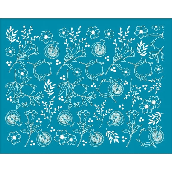 5x4 Inch Silk Screen Stencil for Polymer Clay Pomegranate Silk Screen Printing Stencils Flower Leaves Reusable Clay Stencil Floral Mesh Transfer for Polymer Clay Earring Jewelry Making colorful