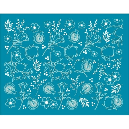 5x4 Inch Silk Screen Stencil Polymer Clay Pomegranate Silk Screen Printing Stencils Flower Leaves Reusable Clay Stencil Floral Mesh Transfer
