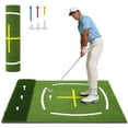 thumbnail image 1 of 5x4 ft Dual-Turf Golf Hitting Mat with Stance Guide & Swing Path Lines, Thickened PE & EVA Base for Indoor Outdoor Practice, Portable Foldable Training Mat, Ideal Golf Gifts for Men and Dads, 1 of 8