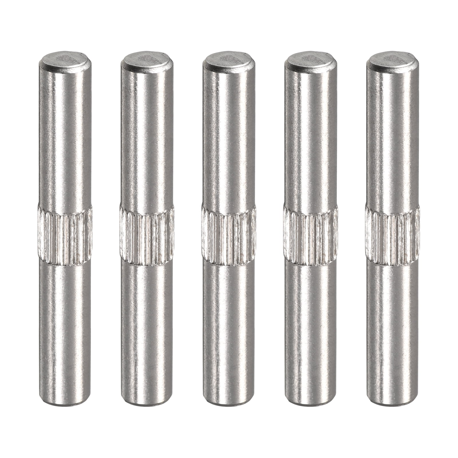 5x40mm 304 Stainless Steel Dowel Pins, 5 Pack Center Knurled Flat