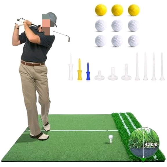 5x4ft Golf Hitting Mat  Large Dual Turf, Alignment & Angle of Approach Aid, Golf Mat Practice Outdoor & Indoor, Driving Chipping Putting, Golf Training Swing Mat$$Sport & Recreation Other