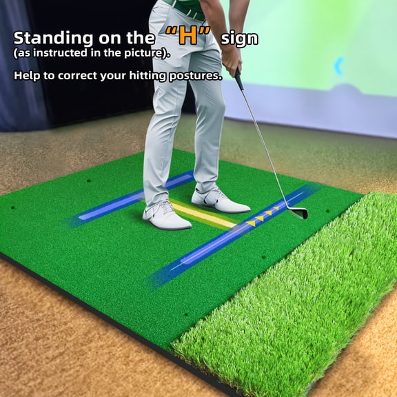5x4ft Golf Mat, 5x4ft Thickened Golf Hitting Mat, Artificial Turf Golf Practice Mat For Indoor Outdoor Chipping & Swing, Golf Training Mat, Dual Grass Turf & Non-Slip Backing
