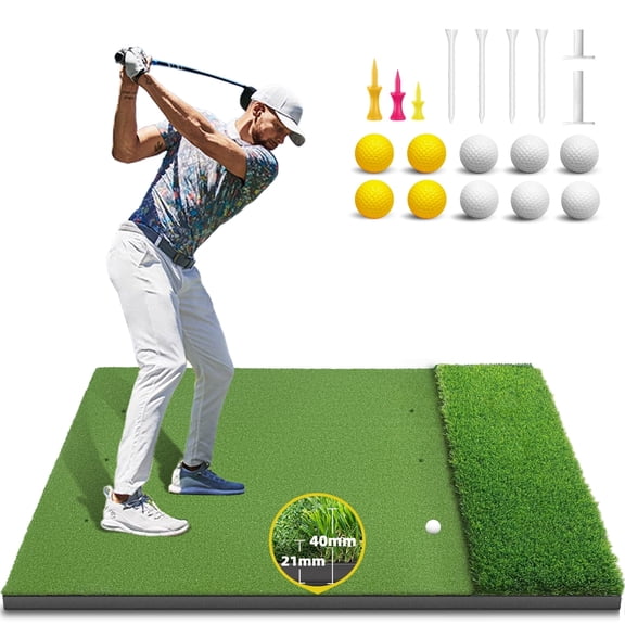 5x4ft Premium Elite Turf Golf Hitting Mat for Outdoor Practice, Portable Golf Training Mat Set Includes 10 Golf Balls & 9 Golf Tees, Ideal Sports Gift for Men Women