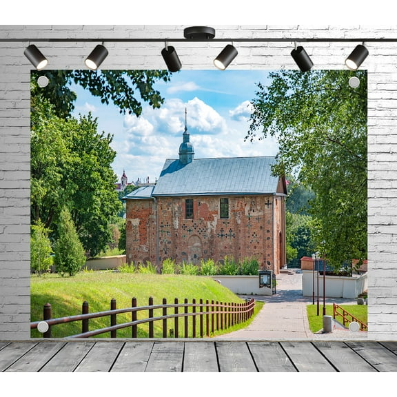 5x4ft Rustic Backdrop Old Brick Building with Greenery Photo Backdrop for Theme Party Wedding Birthday Baby Shower Decoration Banner Photo Booth Props