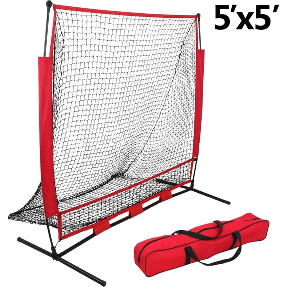 5x5 Baseball Softball Practice Net with Carry Bag Portable Pitching Hitting Batting Catching Throwing Net Toss Backstop Training Aids