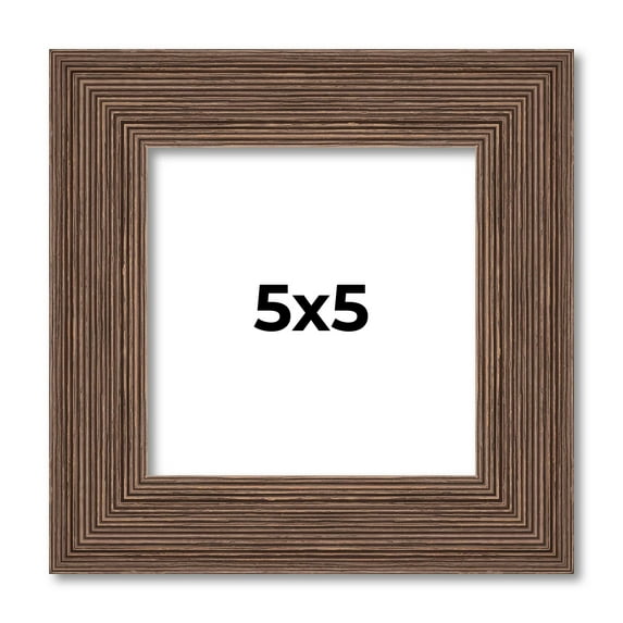 5x5 Farmhouse Brown Solid Wood Picture Frame Width 1.5 Inches | Interior Frame Depth 0.5 Inches |