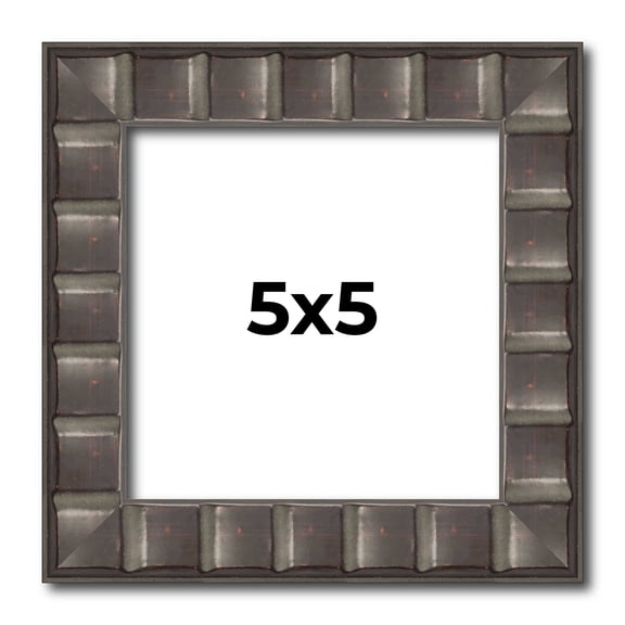 5x5 Frame Black Brown Chestnut Mosaic Solid Wood Picture Frame | 1.125 Inch Moulding Width |