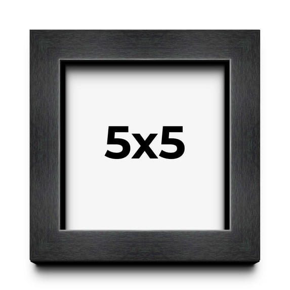 5x5 Frame Black Charcoal Grey Wood Textured Picture Frame | 0.75 Inch Moulding Width | Gunmetal