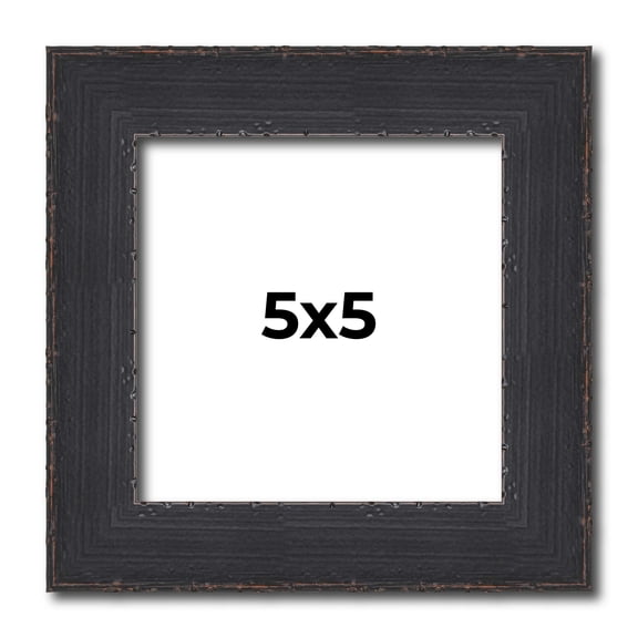5x5 Frame Black Real Wood Picture Frame Width 1.25 Inches | Interior Frame Depth 0.5 Inches |