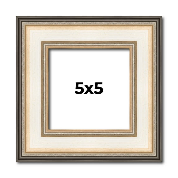 5x5 Frame Gold Silver Plein Aire 2" Inch Wide Moulding Solid Wood Picture Frame | Modena Collection