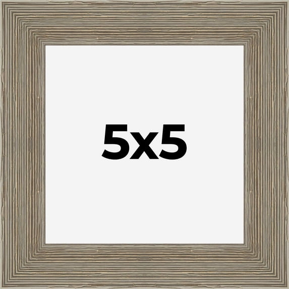 5x5 Frame Gray Barnwood Rustic Solid Wood Picture Frame | 1.5 Inch Moulding Width | Includes UV