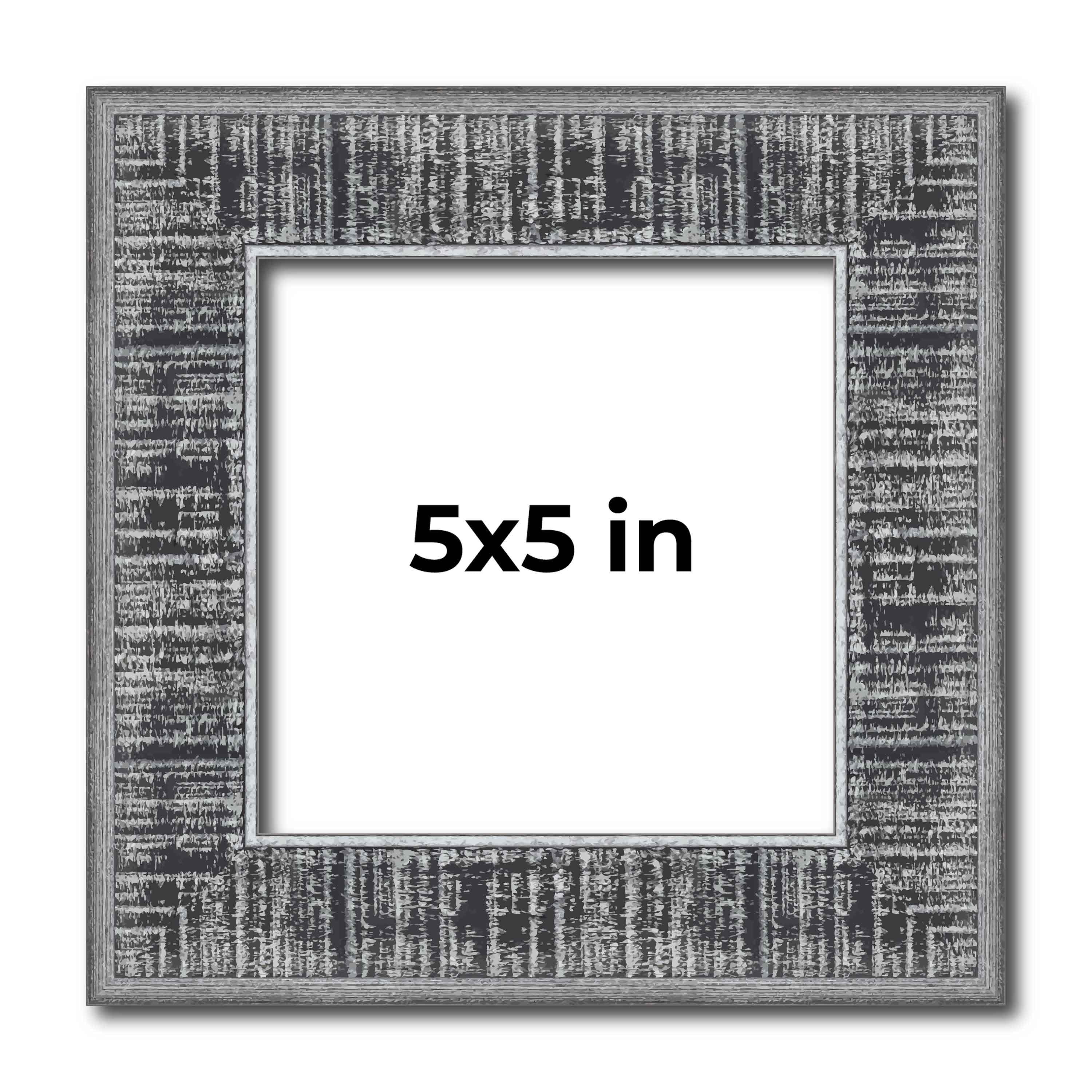 5x5 Frame Silver Black Rustic Sonoma Solid Wood Picture Frame | 1.5 ...