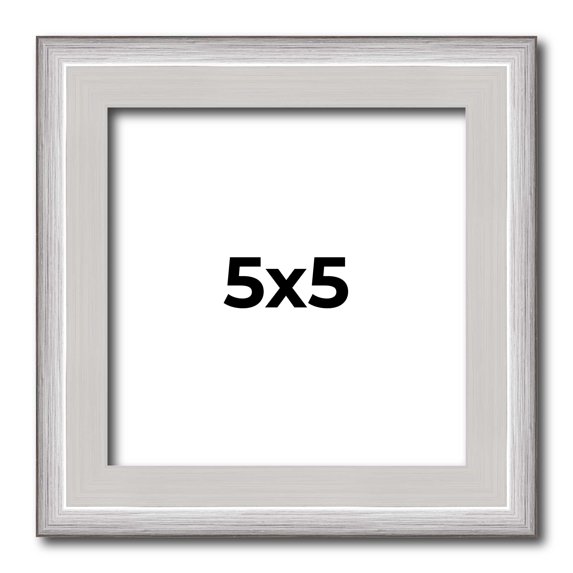 5x5 Frame Silver Inner Slope Bevel Picture Frame | 1 Inch Moulding Width | 0.75 Inch Rabbet Depth |