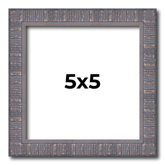 5x5 Frame Slate Blue Distressed Rustic Solid Wood Picture Frame | 0.75 Inch Moulding Width |