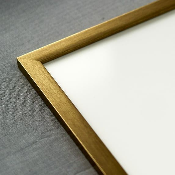 5x5 Gold Wood Picture Square Frame - UV Acrylic, Foam Board Backing, Hanging Hardware