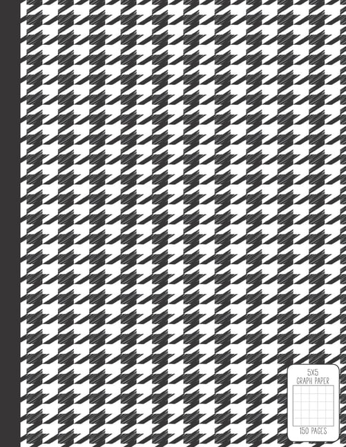 5x5 Graph Paper: 150 Pages Single Subject Grid Paper Notebook Large 8.5 x 11 Coordinate Ruled Black White Houndstooth Cover (Paperback)