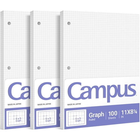 5x5 Grid Graph Paper, 300 Loose Leaf Sheets, 8.25x11 Inches, Smooth Bleed-Resistant Surface