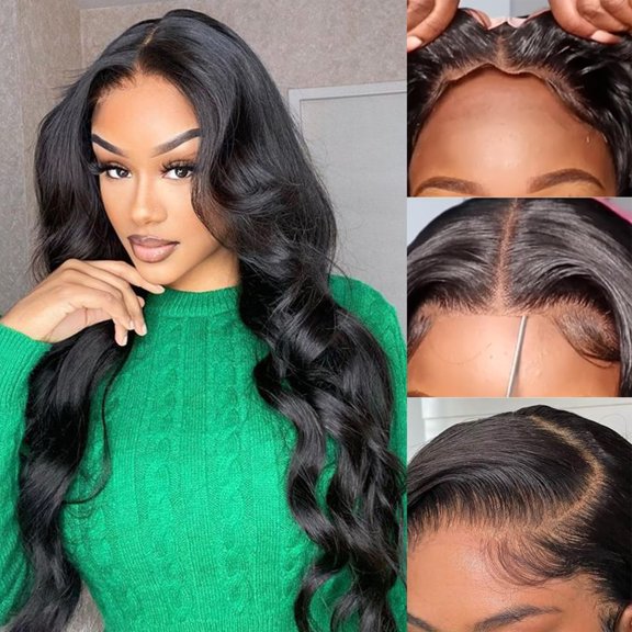 5x5 HD Lace Closure Wigs Human Hair Wear and Go Glueless Wigs Human Hair Pre Plucked Pre Cut 180% Density, 20 Inch 5x5 Body Wave Closure Human Hair Wig for Beginner Friendly Natural Black