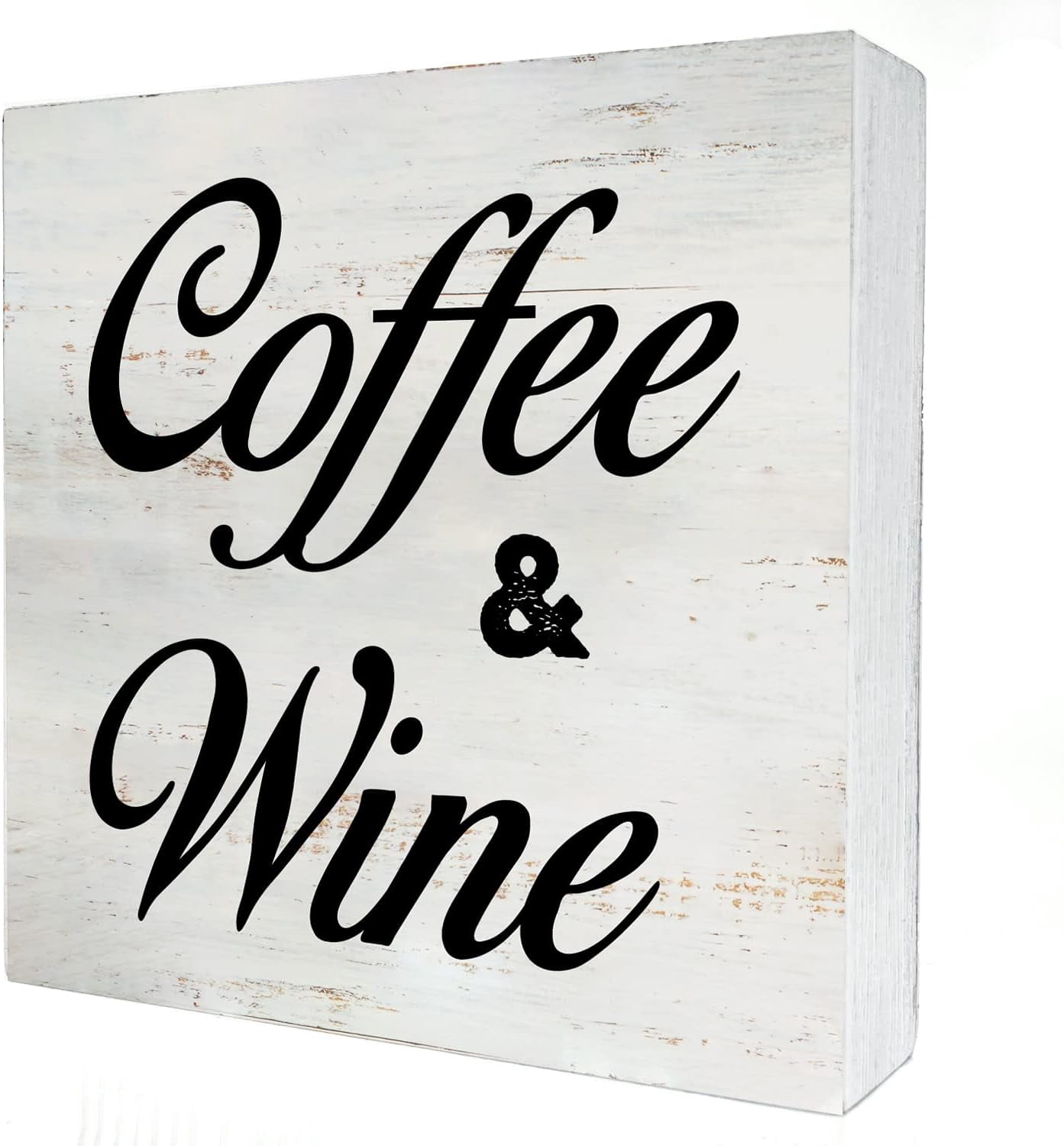 5x5 IN Coffee and Wine Wooden Box Sign with Saying Desk Decor Kitchen ...