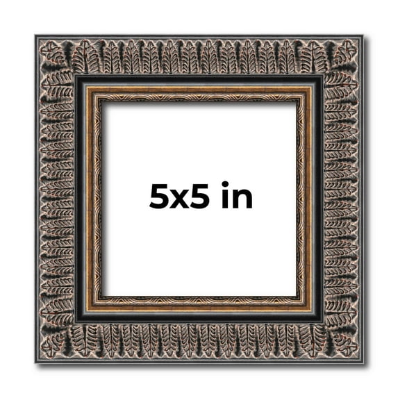 5x5 IN Frame Black Feather Payton Ornate Solid Wood Picture Frame Width 1.75 Inches | Interior
