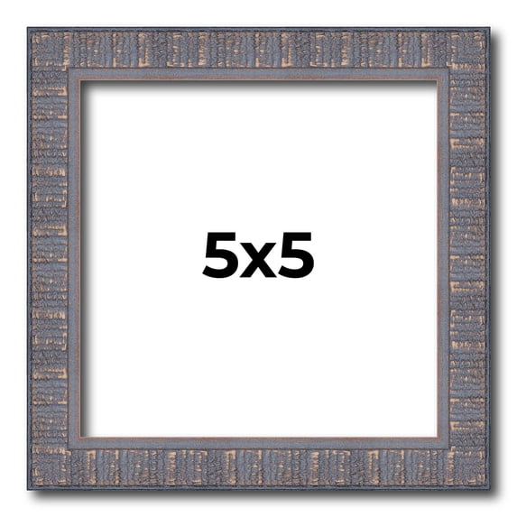 5x5 IN Frame Blue Kingsley Pewter Solid Wood Picture Frame Width 0.75 Inches |Interior Depth 0.5