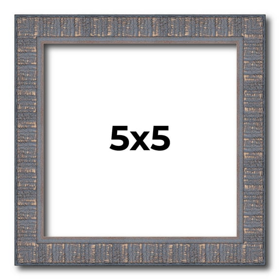 5x5 IN Frame Blue Kingsley Pewter Solid Wood Picture Frame Width 0.75 Inches |Interior Depth 0.5