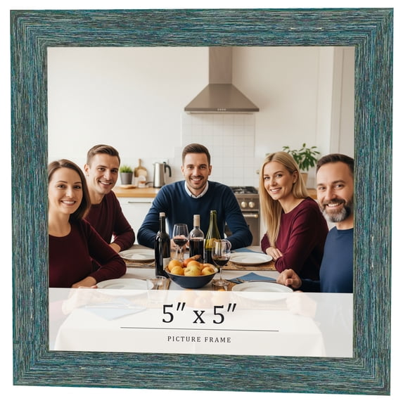 5x5 IN Frame Blue Rustic Barnwood Solid Wood Picture Frame Width 1.25 Inches | Interior Depth 0.5