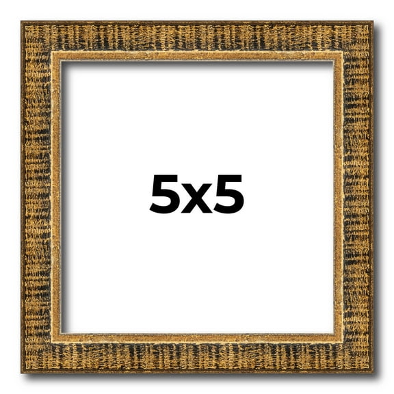 5x5 IN Frame Gold Kingsley Distressed Solid Wood Picture Frame Width 0.75 Inches | Interior Frame