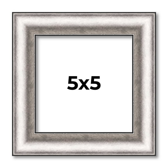5x5 IN Frame Silver Real Wood Picture Frame Width 1.25 Inches | Interior Frame Depth 0.5 Inches |