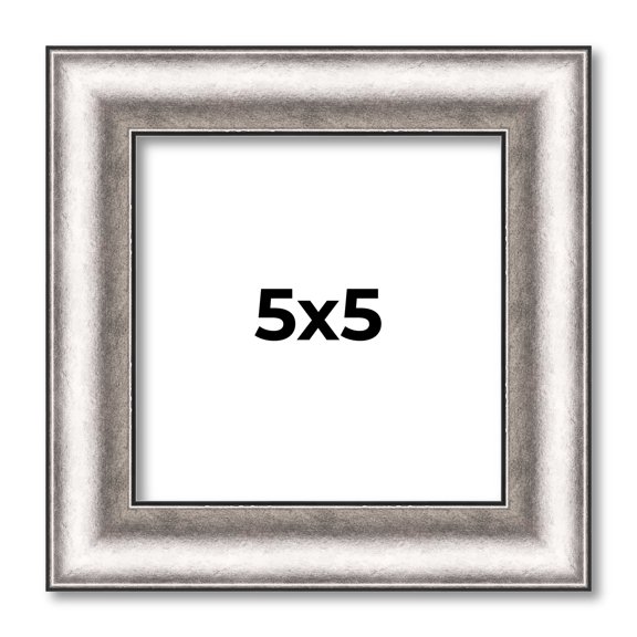 5x5 IN Frame Silver Real Wood Picture Frame Width 1.25 Inches | Interior Frame Depth 0.5 Inches |