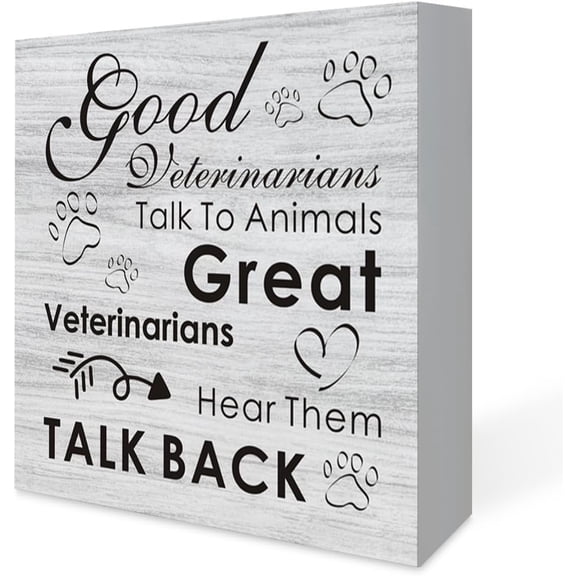 5x5 IN Funny Farmhouse Home Decor,Good Veterinarians Talk To Animals Wooden Box Sign Rustic Art Home Shelf Desk Decor,Veterinarians Gift