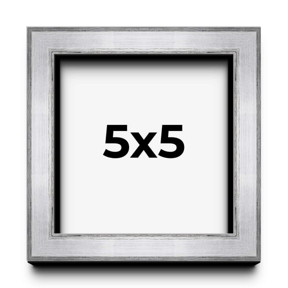 5x5 IN Shadow Box Frame Silver | 1.375 Inches Deep Real Wood Contemporary Shadowbox Display Frame |