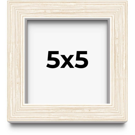 5x5 IN Shadow Box Frame White | 1.125 Inches Deep Real Wood Rustic Shadowbox Display Frame | UV
