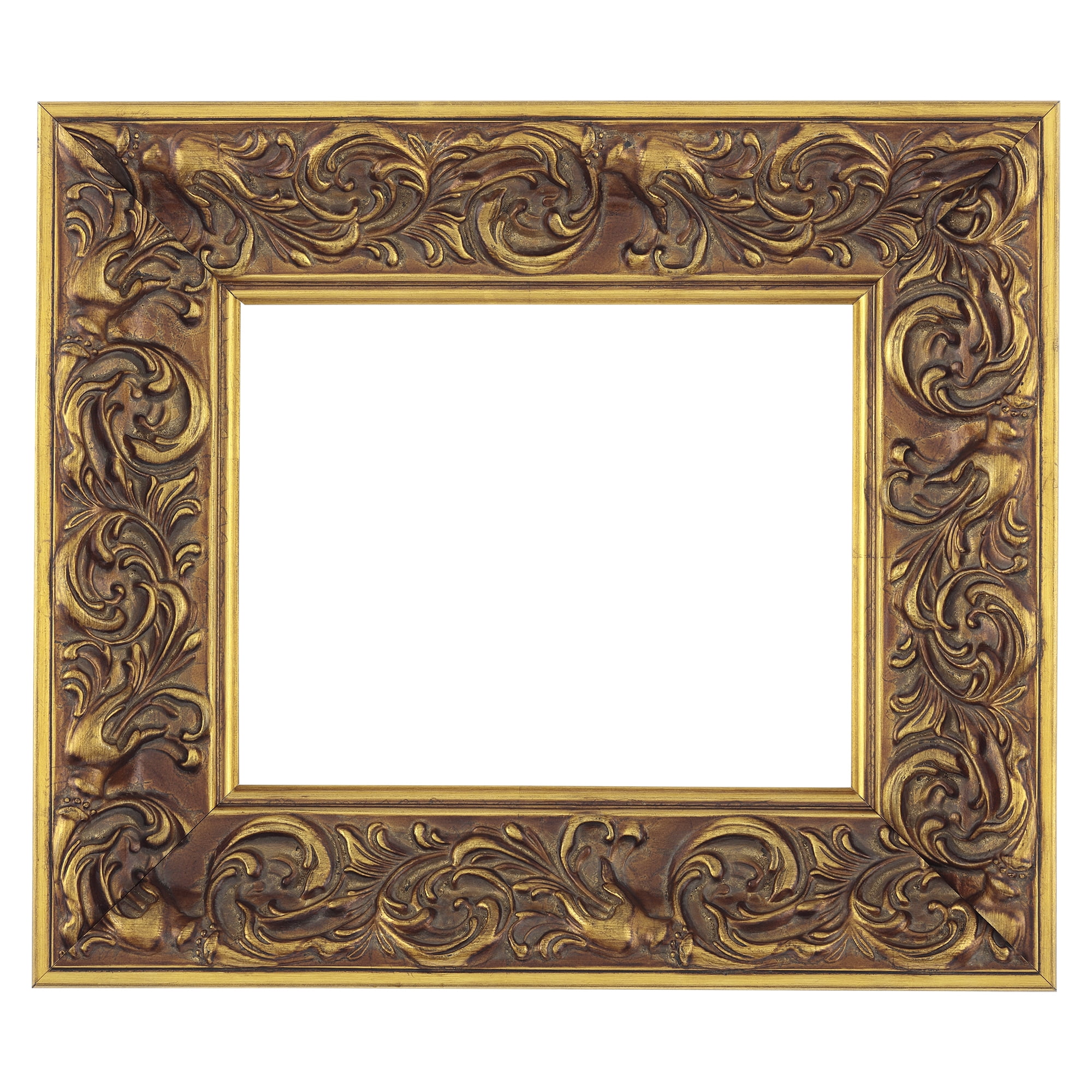 12x12 Traditional Antique Gold Wood Picture Square Frame