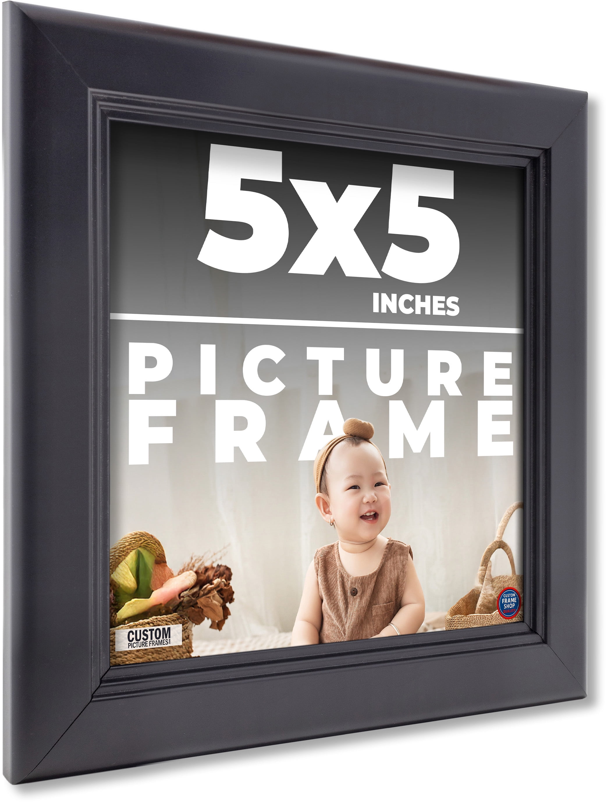 5x5 In - 5 x 5 Contemporary Black Solid Wood Frame with UV Framer's ...