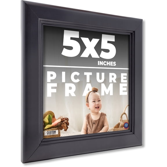 5x5 In - 5 x 5 Contemporary Black Solid Wood Frame with UV Framer's Acrylic & Foam Board Backing -