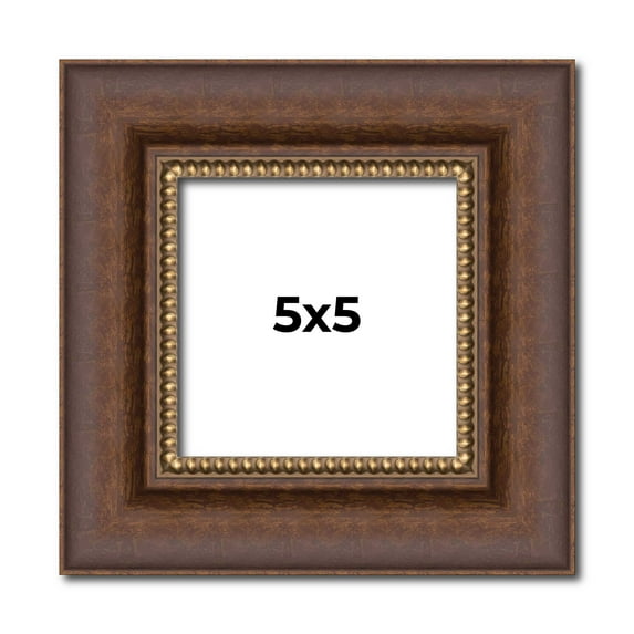 5x5 In Copper and Brown Real Wood Picture Frame Width 2 inches | Interior Frame Depth 0.5 inches |