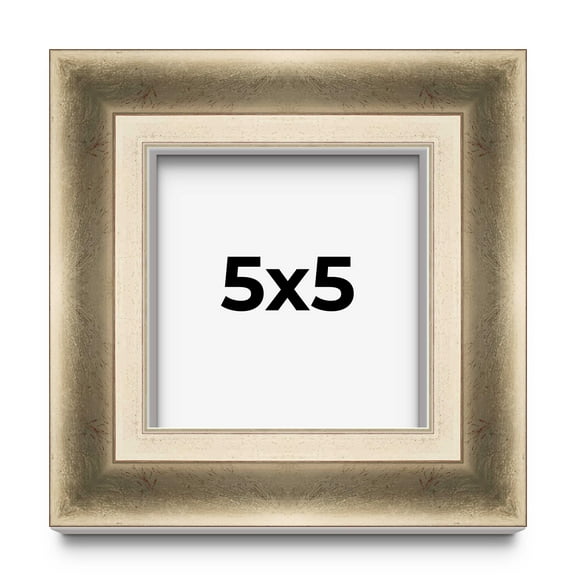 5x5 In Shadow Box Frame Silver | 1.75 inches Deep Real Wood Traditional Shadowbox Display Frame |